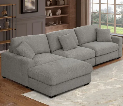 Vista 19 de Sofá modular Cloud de 212 pulgadas con tumbona grande, profundo y cómodo, sofás seccionales en forma de L de gran tamaño para sala de estar, Blanco