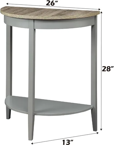 Vista 3 de Acme Justino Half Moon - Consola de madera con estante inferior en roble gris