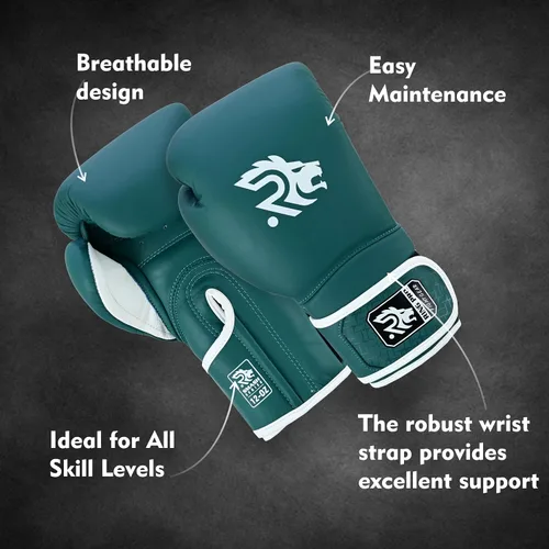 Vista 4 de Ring Pro Leather Boxing Gloves with Strap – Premium for Training, Sparring, MMA, Kickboxing, Muay Thai (Unisex)