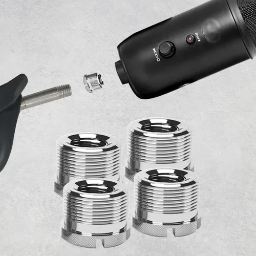 Vista 5 de Adaptador de tornillo de micrófono moleteado macho de 5/8 pulgadas a hembra de 3/8 pulgadas para soporte de micrófono de micrófono de 4 piezas
