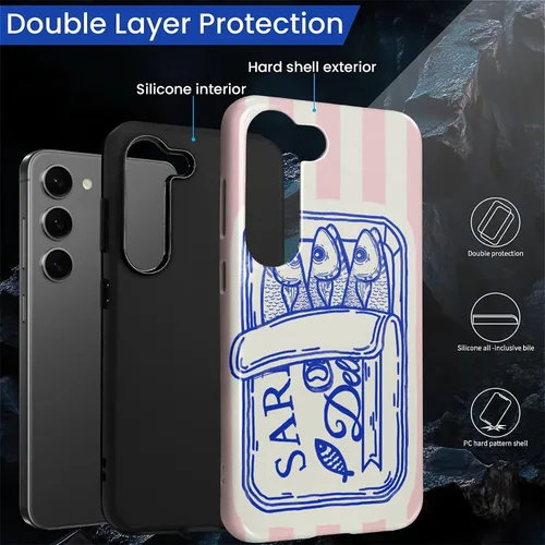 Vista 2 de Funda compatible con Samsung Galaxy S23, funda híbrida de protección rígida de 2 capas, a prueba de golpes, funda protectora resistente para Lata