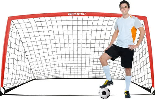 Vista 12 de BOHEN 9x5 FT Kids Soccer Goals with Carry Bag, Portable Folding Soccer Net for Backyard Training, Indoor/Outdoor Use for Youth and Adult