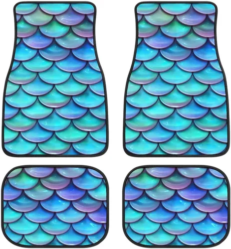 Vista 10 de Juego de 4 alfombrillas decorativas para automóvil, diseño floral de rosas rojas, diseño de flores y diseño de flores, alfombras decorativas