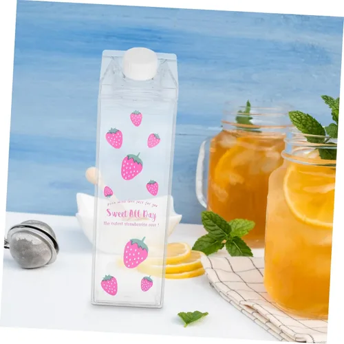 Vista 5 de Cabilock Vaso de leche de 16.9 fl oz con tapa a prueba de fugas de plástico para bebidas, botella de leche, contenedor de agua para viajes, camping