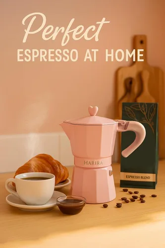 Vista 7 de HARIRA Cafetera de 9 tazas de café de estilo italiano y cubano, cafetera de aluminio duradera con mango ergonómico, rica infusión aromática