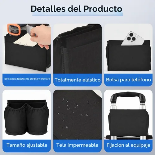 Vista 3 de Portavasos de viaje para equipaje para maletas manos libres, accesorios de viaje, accesorio portavasos para bebidas de equipaje de mano, regalo Negro