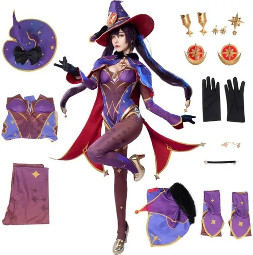 Vista 2 de Cosfun Game Genshin Impact Mona Lyney Lynette - Disfraz de cosplay para Halloween