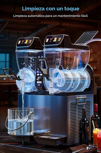 Vista 6 de 30L Commercial Slushie Machine, 2-Tank Frozen Drink Maker for Margarita Daiquiri Wine Frappe, 8 Gal LED Stand-up Slush Dispenser, Bar Restaurant