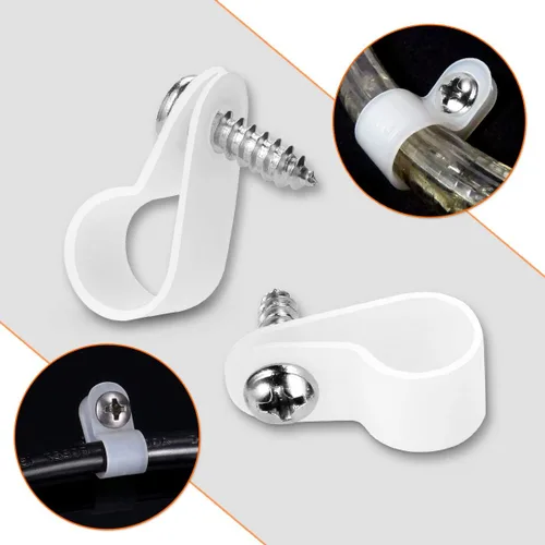 Vista 3 de LOKMAN Paquete de 50 clips de montaje estilo P de 1/2 pulgada con cabeza plana de acero inoxidable compatible con tornillos Phillips blancos