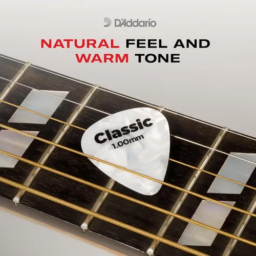 Vista 3 de D'Addario Accessories - Púas de celuloide negro para guitarra, paquete de 10, tamaño mediano