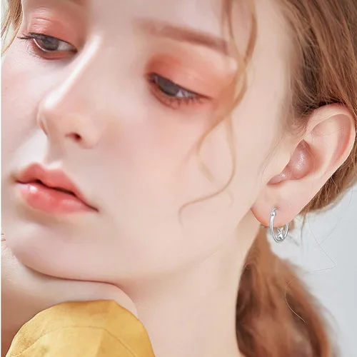 Vista 3 de Conbo MushroomBunny Hoop Earrings 925 Sterling Silver MushroomBunnyEarrings Cute Mushroom Earrings Small Mushroom Hoop Earrings Hypoallergenic
