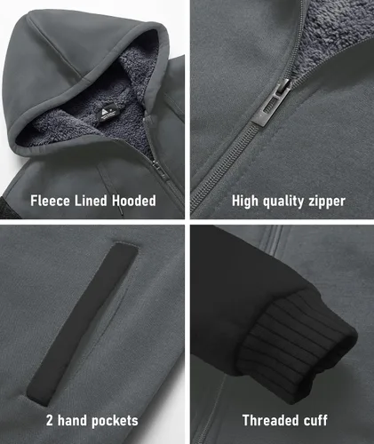 Vista 35 de SCODI Sudaderas con capucha para hombre, forro polar pesado, cremallera completa, forro de sherpa grueso, chaqueta con capucha