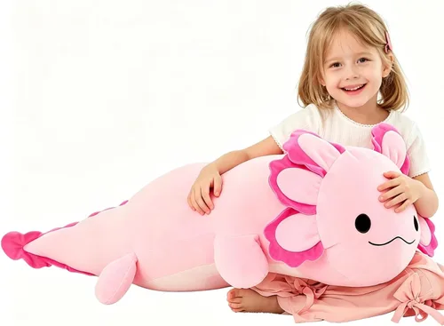 Vista 11 de BENINY Juguete de Peluche Grande de Ajolote Azul, Animal de Peluche Gigante de Ajolote de 39", Juguetes Grandes Regalo para Niñas Niños, Almohada