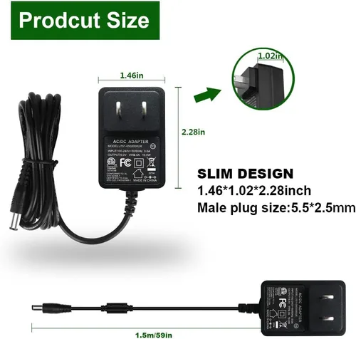 Vista 2 de Cable de alimentación de repuesto para columpio de bebé de 5 V, compatible con Graco Swing, Simple Swing, Glider LX, Glider Elite, Glider Petite LX