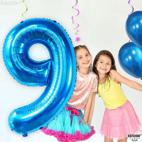 Vista 6 de KatchOn, Globo azul del número 9 de 50 pulgadas Globos azules del número 9 para cumpleaños Globos de 9º cumpleaños para decoraciones