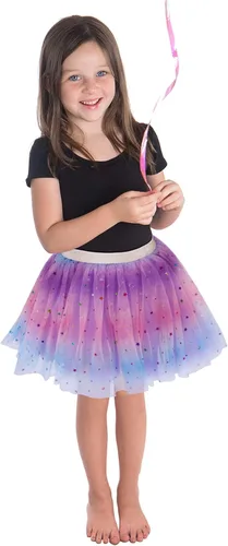 Vista 3 de Simplicity Vestido de ballet de princesa de tul de 4 capas con falda tutú arcoíris para niña Arcoiris Rainbow