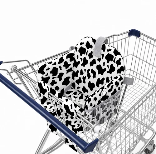 Vista 8 de Funda negra para carrito de compras para bebé, funda para silla alta 2 en 1, con arnés de seguridad, multifuncional, patrón de perro, fundas