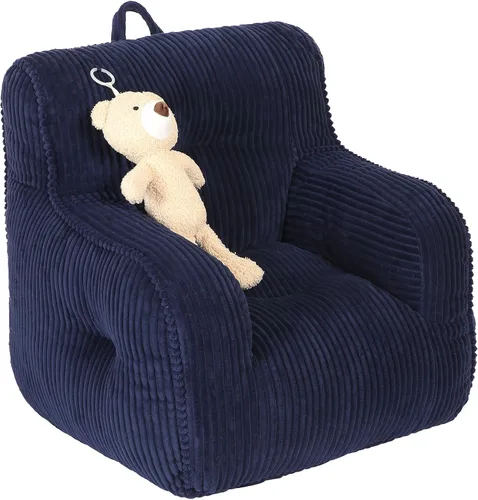Vista 7 de MOMCAYWEX Silla Puf para Niños con un Oso de Peluche, Silla Cómoda para Niños Pequeños para Niños y Niñas, Beige