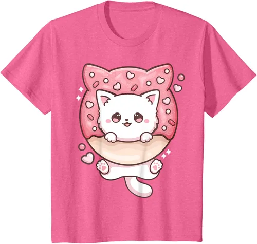 Vista 38 de Camiseta Kawaii Cat Donut Anime Lover Otaku, Negro