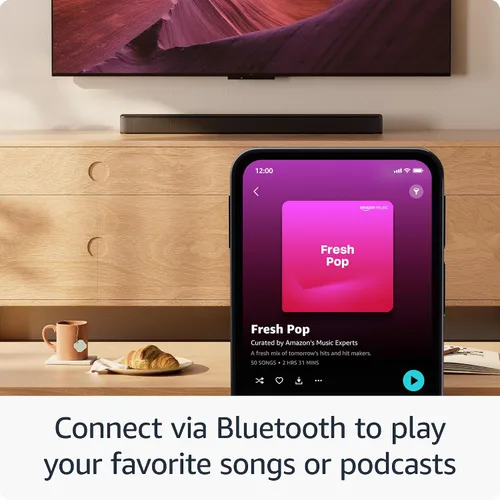 Vista 5 de La Barra de sonido Amazon Fire TV Plus con subwoofer (modelo más reciente), canal 3.1, Dolby Atmos, DTS:X y diálogos nítidos