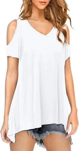 Vista 2 de Beluring - Blusa de manga corta para mujer con hombro descubierto, para verano