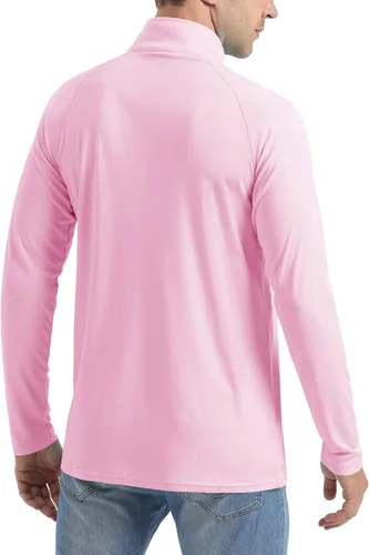 Vista 3 de CRYSULLY Camisas de pesca para hombre con protección solar UPF 50+ de manga larga y cremallera de 14
