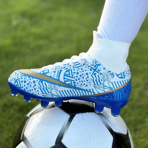 Vista 6 de Favdeol Tacos de fútbol para niños y niñas, zapatos de fútbol para entrenamiento de alta calidad, zapatos de fútbol para exteriores e interiores