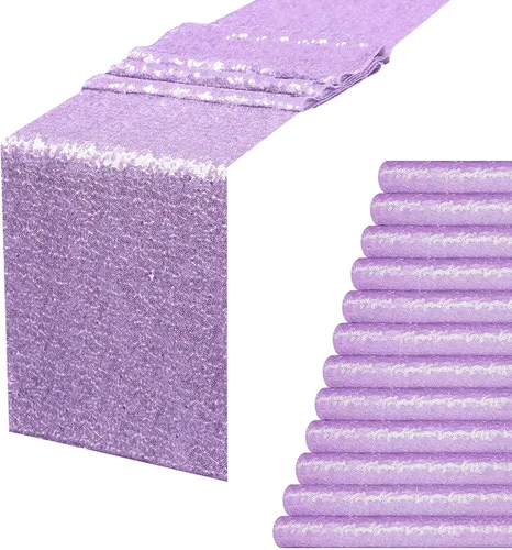 Vista 23 de Camino de mesa de lentejuelas negras de 12 x 72 pulgadas, paquete de 6 caminos de mesa con purpurina para decoración de fiestas, baby shower