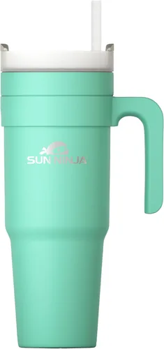 Vista 16 de SUN NINJA Vaso de acero inoxidable de 20 onzas, taza aislada al vacío de doble pared con tapa fácil de abrir, jarra de café de 20 onzas de grado