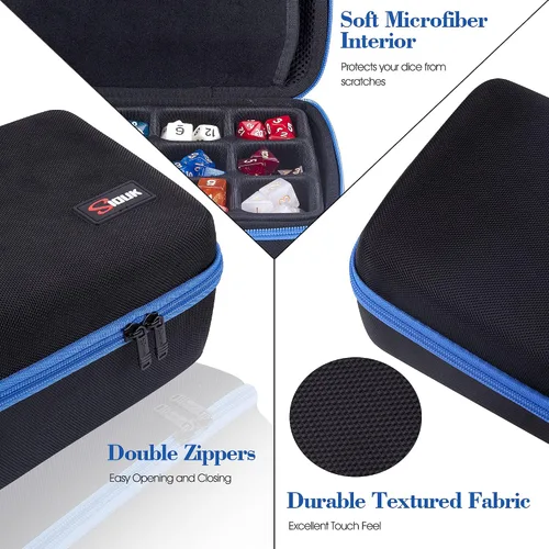 Vista 4 de SIQUK Estuche de Almacenamiento de Dados de Gran Capacidad Caja de Dados con Bandeja Ranurada Extraíble Doble y Asa, Organizador Soporte de Dados