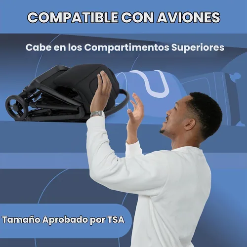 Vista 3 de Delta Children Icon - Cochecito ultra compacto ligero para uso diario y de viaje, plegado con una sola mano, solo 15.6 libras, cabe en Negro