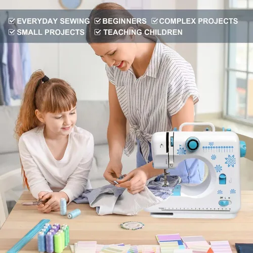 Vista 2 de Máquina de coser para principiantes, máquina de coser para adultos, 505 nuevas máquinas de coser Pro Starter mejoradas con mesa de extensión -7 pies