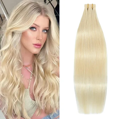 Vista 23 de WindTouch Extensiones de cabello humano con cinta adhesiva, color rojo, 20 unidades, 14 pulgadas, #rojo, 1.06 oz