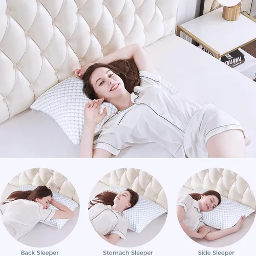 Vista 6 de OSBED Almohada refrescante de espuma viscoelástica triturada, tamaño estándar, loft ajustable con cuentas de gel y funda de Tencel transpirable