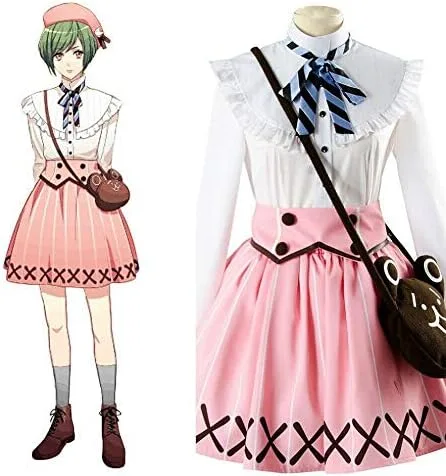 Vista 3 de Disfraz de anime japonés caliente A3!Rurikawa Yuki para mujer, falda rosa para Halloween