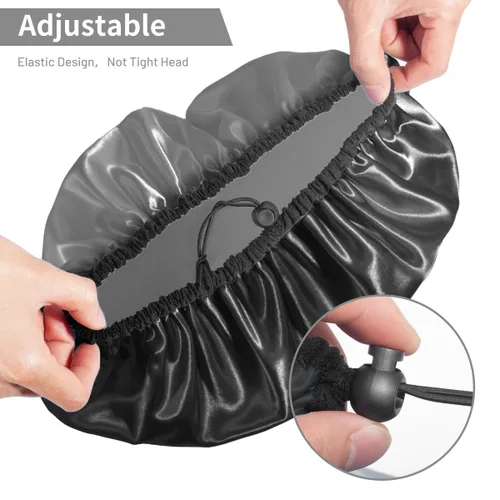 Vista 3 de Auban Gorro de ducha para mujer, ajustable, reutilizable, extragrande, gorro de baño impermeable de doble capa, exterior impermeable, forro de EVA