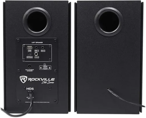 Vista 4 de Rockville (2) HD5B 5" 150w RMS Powered Bluetooth Librería Altavoces de cine en casa