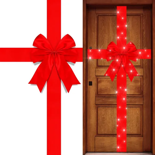 Vista 13 de Spiareal Lazo de Cinta para Puerta de Armario de Navidad con Luz LED Cinta Grande Brillante Lazo de Corona de Navidad Árbol de Navidad Festival