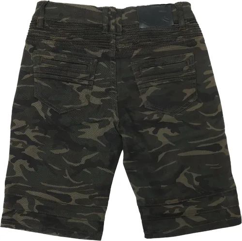 Vista 2 de X RAY Pantalones cortos para bebés y niños pequeños, cintura elástica, rasgados, moto, desgastados, pantalones cortos de mezclilla elásticos