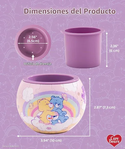 Vista 6 de Care Bears X PieceRelax - Maceta de rompecabezas 3D de 80 piezas, Bearadise, decoración del hogar para cactus de interior, macetas para suculentas