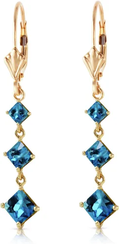 Vista 3 de Galaxy Gold GG Aretes de oro macizo de 14 quilates con topacio azul, Metal Gema, Topacio