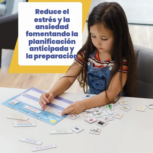 Vista 4 de Actividades de hoy Diario Rutina Visual Horario Magnético Tabla de Azulejos para Niños