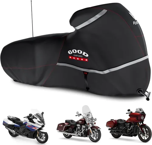 Vista 18 de Funda para motocicleta 600D resistente para todas las estaciones, universal, impermeable, protección solar al aire libre, duradera, reflectante Negro