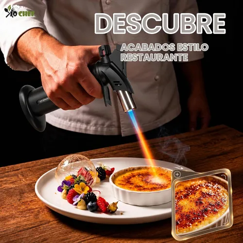 Vista 17 de Soplete de crema Brulee, soplete de cocina de butano para sellar, barbacoa, cocinar Negro + 2