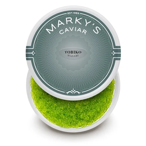 Vista 7 de MARKY'S Huevas de pez volador Tobiko Roe - 8 oz / 227 g - Caviar de grado sushi Rojo