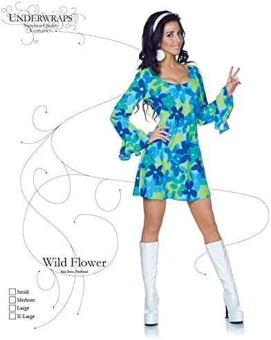 Vista 3 de Underwraps - Disfraz de hippie retro para mujer - Flor silvestre