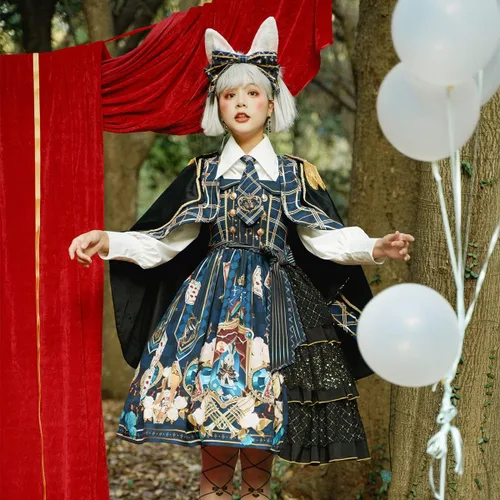 Vista 5 de Mingyuezai Vestido de Lolita para mujer, sin mangas, estampado de princesa, disfraz de cosplay