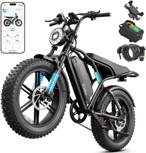 Vista 10 de Electric Bike for Adults,2000W Peak,20"x4"Fat Tire,48V Removable Battery 2-Negro carbón