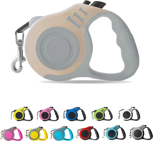 Vista 22 de Correa retráctil para perros pequeños y medianos, automática, telescópica, cinta para mascotas de 10/16 pies, duradera y práctica, con asa A1- rosa
