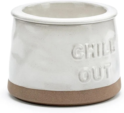Vista 5 de DEMDACO Chill Out Classic White - Cuenco para servir con chispas de gres (5 x 5), color blanco